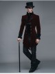 Gothic Carved Button Black Embroidered Collar Red Velveteen Dovetail Men Coat