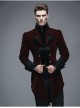 Gothic Carved Button Black Embroidered Collar Red Velveteen Dovetail Men Coat