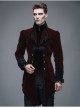 Gothic Carved Button Black Embroidered Collar Red Velveteen Dovetail Men Coat