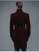 Gothic Carved Button Black Embroidered Collar Red Velveteen Dovetail Men Coat