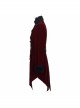 Gothic Carved Button Black Embroidered Collar Red Velveteen Dovetail Men Coat