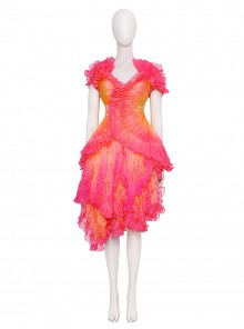 Movie Wicked Glinda Gradient Dress Halloween Cosplay Costume Set