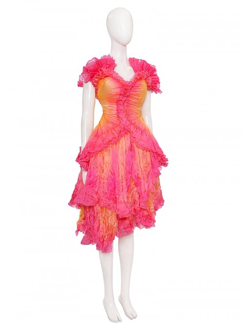 Movie Wicked Glinda Gradient Dress Halloween Cosplay Costume Set