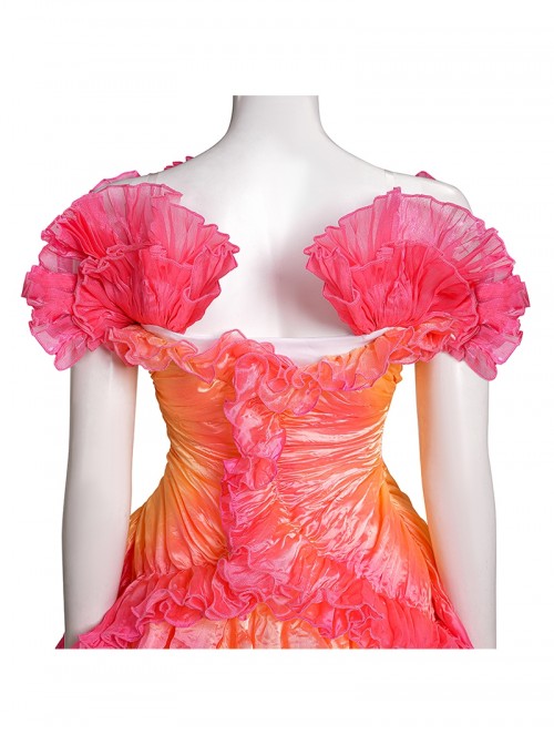 Movie Wicked Glinda Gradient Dress Halloween Cosplay Costume Set