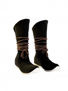 Where Winds Meet Player Young Martial Master Initial Halloween Cosplay Accessories Black Boots