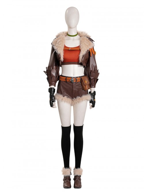 Marvel Rivals Doreen Allene Green Squirrel Girl Halloween Cosplay Accessories Brown Furry Leather Shoes