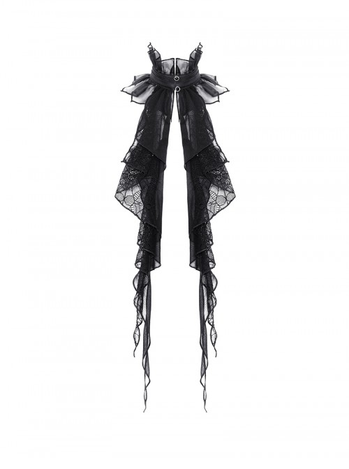 Black Ruffled Lace Mesh Splicing Gothic Style Necklace
