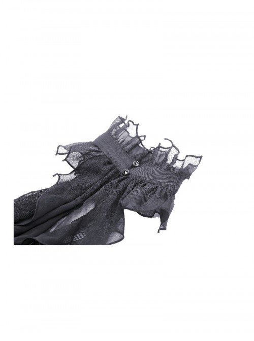 Black Ruffled Lace Mesh Splicing Gothic Style Necklace