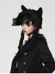 Black Velvet Lace Ruffled Patchwork Cute Cat Ears Gothic Style Bonnet