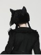 Black Velvet Lace Ruffled Patchwork Cute Cat Ears Gothic Style Bonnet