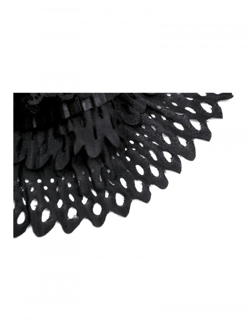 Black Velvet Lace Ruffled Patchwork Cute Cat Ears Gothic Style Bonnet