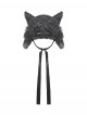 Black Velvet Lace Ruffled Patchwork Cute Cat Ears Gothic Style Bonnet