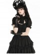 Black Embroidered Lace Patchwork Retro Rose Gothic Style Gloves