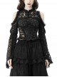 Black Lace Ruffled Retro Sexy Off Shoulder Gothic Style Trumpet Sleeves Cape