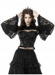 Black Lace Ruffled Retro Sexy Off Shoulder Gothic Style Trumpet Sleeves Cape
