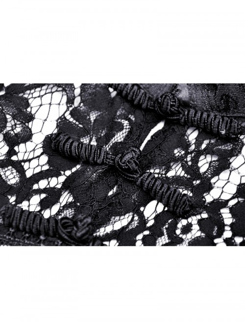 Black Lace Ruffled Retro Sexy Off Shoulder Gothic Style Trumpet Sleeves Cape