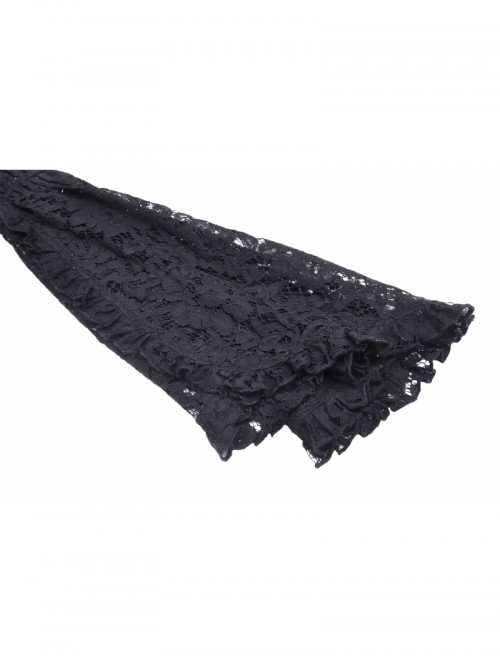 Black Lace Ruffled Retro Sexy Off Shoulder Gothic Style Trumpet Sleeves Cape