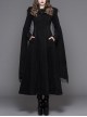 Gothic Hand-Embroidered Shawl Black Double-Sided Tweed Hooded Coat