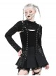 Black Decadent Irregular Holes Ribbon Decoration Punk Style Long Sleeves Top