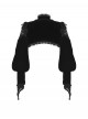 Black Retro Rose Lace Splicing Velvet Gothic Style Lantern Sleeves Top