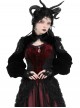 Black Retro Rose Lace Splicing Velvet Gothic Style Lantern Sleeves Top