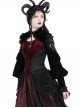 Black Retro Rose Lace Splicing Velvet Gothic Style Lantern Sleeves Top