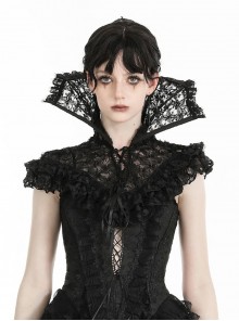 Black Gorgeous Lace Retro Stand Collar Gothic Style Short Cloak