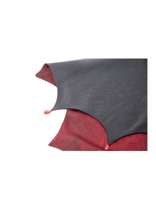 Black Red Unique Lapel Bat Wing Hem Shape Gothic Style Short Cloak