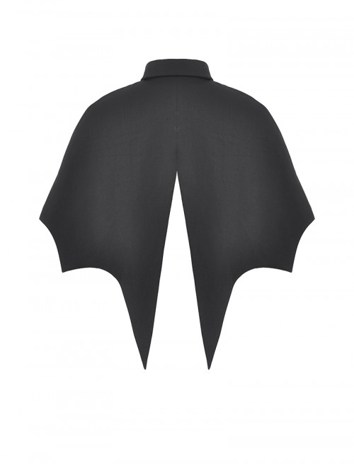 Black Red Unique Lapel Bat Wing Hem Shape Gothic Style Short Cloak
