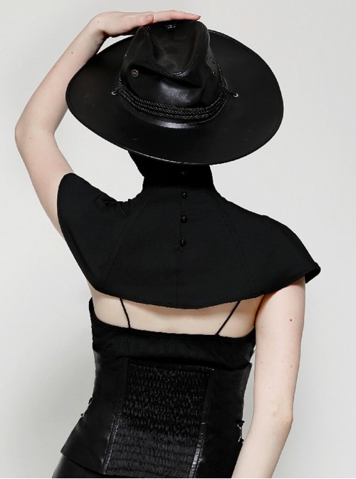 Black Unique Masked Design Punk Style High Collar Cloak