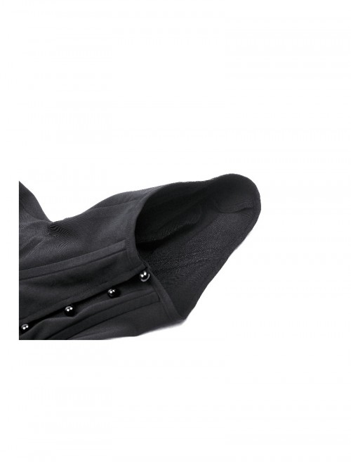 Black Unique Masked Design Punk Style High Collar Cloak