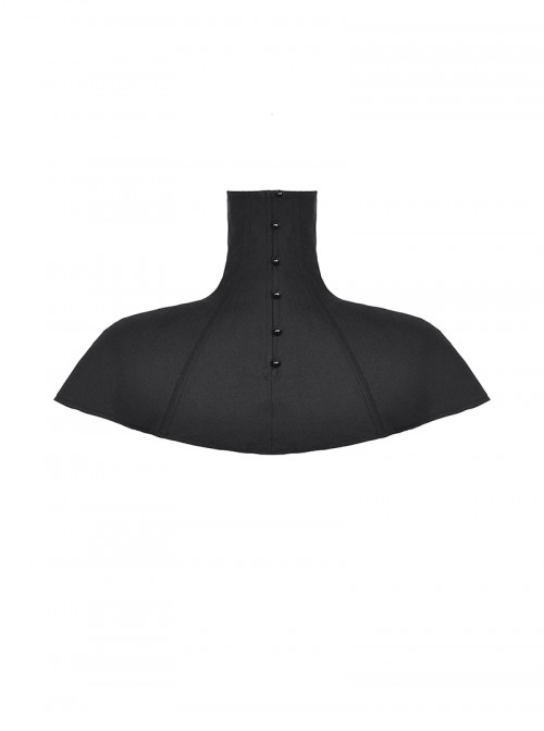 Black Unique Masked Design Punk Style High Collar Cloak