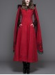 Gothic Hand-Embroidered Shawl Red Double-Sided Tweed Hooded Coat