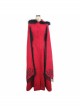 Gothic Hand-Embroidered Shawl Red Double-Sided Tweed Hooded Coat