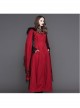 Gothic Hand-Embroidered Shawl Red Double-Sided Tweed Hooded Coat
