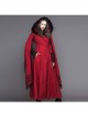 Gothic Hand-Embroidered Shawl Red Double-Sided Tweed Hooded Coat