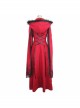 Gothic Hand-Embroidered Shawl Red Double-Sided Tweed Hooded Coat