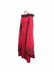Gothic Hand-Embroidered Shawl Red Double-Sided Tweed Hooded Coat