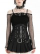 Black Cool Mesh Cutout Punk Style Long Sleeves Coat