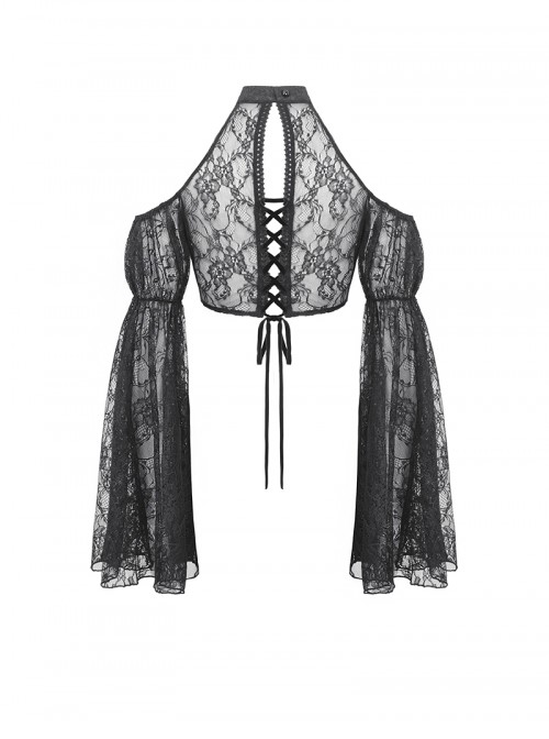 Black Sexy Off Shoulder Retro Lace Stitching Gothic Style Cloak