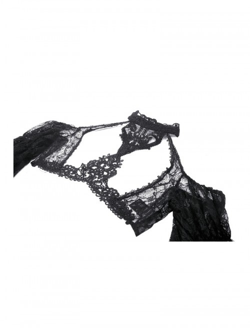 Black Sexy Off Shoulder Retro Lace Stitching Gothic Style Cloak