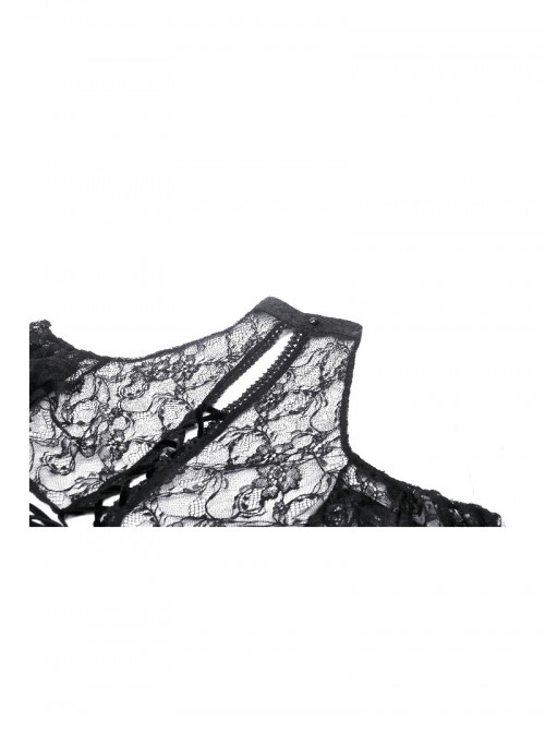 Black Sexy Off Shoulder Retro Lace Stitching Gothic Style Cloak