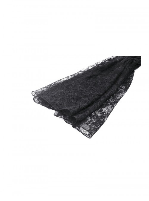 Black Sexy Off Shoulder Retro Lace Stitching Gothic Style Cloak