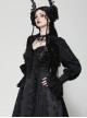 Black Retro Lace Stitching Exquisite Dark Pattern Gothic Style Puff Sleeves Shawl