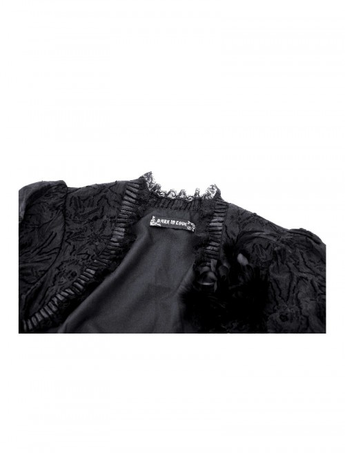 Black Retro Lace Stitching Exquisite Dark Pattern Gothic Style Puff Sleeves Shawl