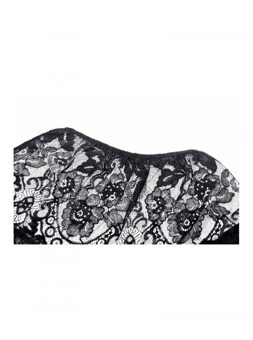 Black Romantic Rose Lace Splicing Trumpet Sleeves Gothic Style Cloak