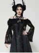 Black Romantic Rose Lace Splicing Trumpet Sleeves Gothic Style Cloak
