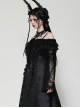 Black Romantic Rose Lace Splicing Trumpet Sleeves Gothic Style Cloak