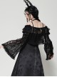 Black Romantic Rose Lace Splicing Trumpet Sleeves Gothic Style Cloak