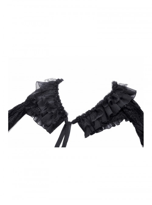 Black Romantic Rose Lace Splicing Trumpet Sleeves Gothic Style Cloak